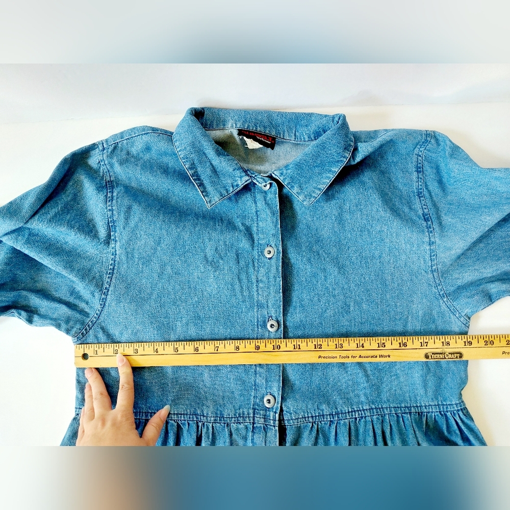 Y2k Denim Maxi Dress with Yoyos Size Medium‎ Sunbelt - Picture 4 of 5